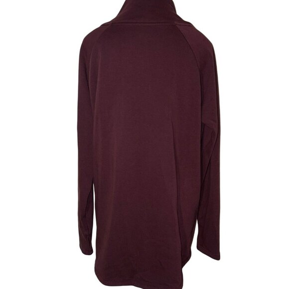 Athleta Cozy Karma Asym Pullover Burgundy Sweatshirt Size L - Picture 2 of 7